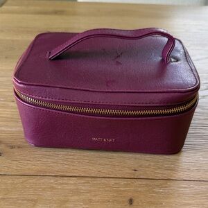 Matt & Nat Wine Faux-Leather Cosmetic Case with Gold Hardware